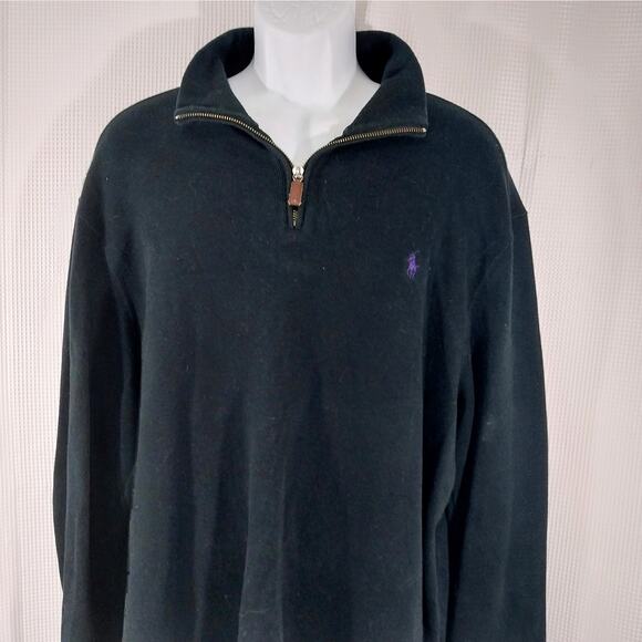 POLO BY RALPH LAUREN! LUXE BLACK HEAVYWEIGHT 1/4 ZIP NECKLINE SHIRT, TOP! SZ XL - Picture 3 of 9